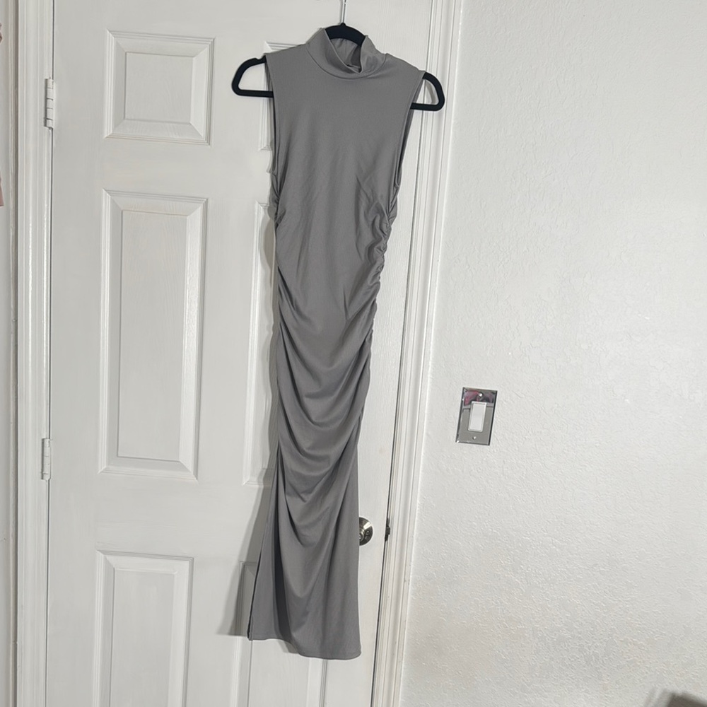 Divided Gray Ruched Bodycon Maxi Dress